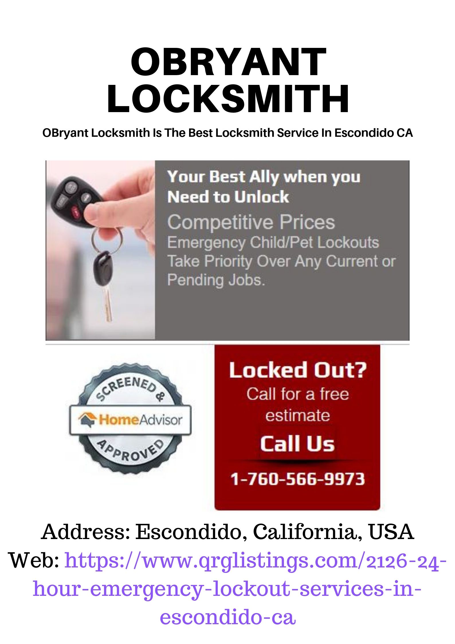 Obryant Locksmith | Locksmith Escondido CA